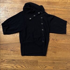 White House Black Market Black Knit sweater with button details size small
